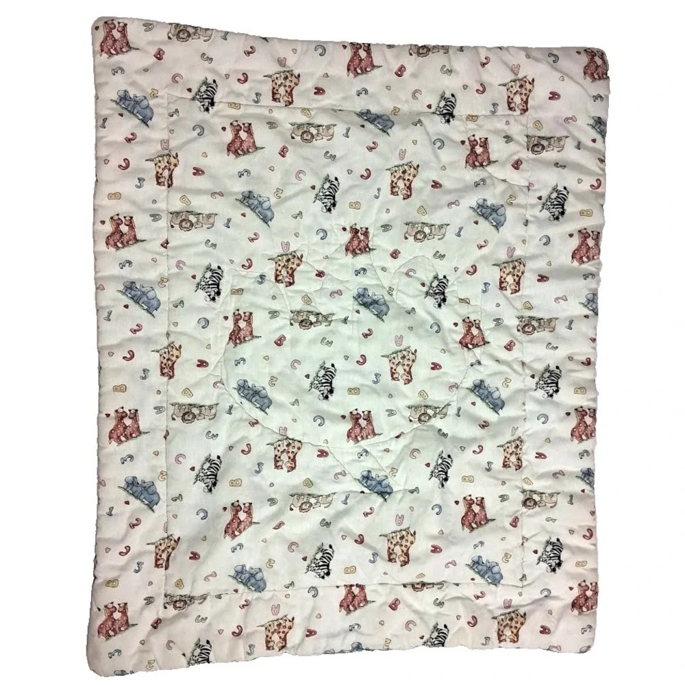 Vintage Noah's Ark Baby Crib Comforter Blanket NoJo Cotton Nursery Unisex